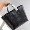 Balenciaga new pure black wrinkled shiny leather