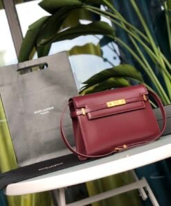 Yves Saint Laurent Manhattan BOX leather shoulder bag from overseas. Burgundy1