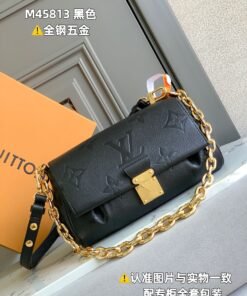 Louis Vuitton M45813 black embossed leather